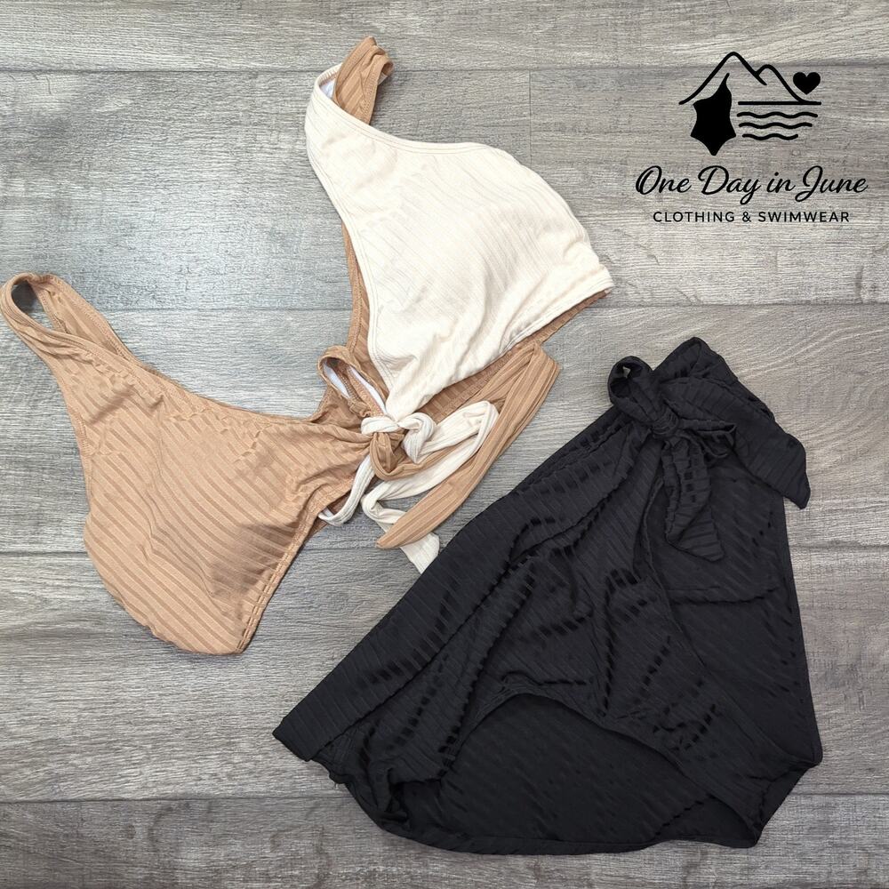 Charmleaks Plus Size Tie Front High Waist Bikini Swimsuit Size 3XL